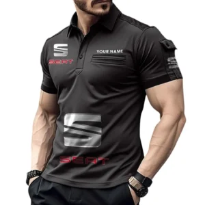 Seat Pocket Polo Shirt, All Over Print Shirt For Seat Fan CAR450051325391 - Black