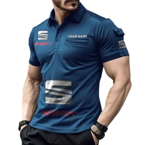 Seat Pocket Polo Shirt, All Over Print Shirt For Seat Fan CAR450051325391 - Navy Blue