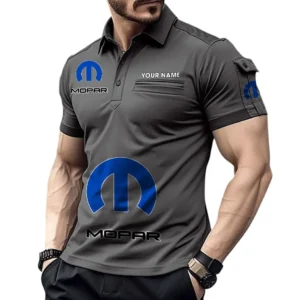 Mopar Pocket Polo Shirt, All Over Print Shirt For Mopar Fan CAR450051325393 - Gray