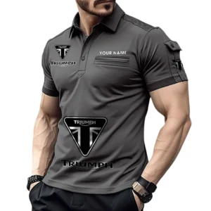 Triumph Pocket Polo Shirt, All Over Print Shirt For Triumph Fan CAR450051325394 - Gray