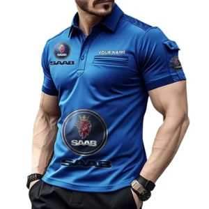 Saab Transparent Pocket Polo Shirt, All Over Print Shirt For Saab Transparent Fan CAR450051325400 - Blue