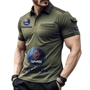 Saab Transparent Pocket Polo Shirt, All Over Print Shirt For Saab Transparent Fan CAR450051325400 - Green