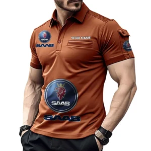 Saab Transparent Pocket Polo Shirt, All Over Print Shirt For Saab Transparent Fan CAR450051325400 - Orange