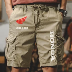 Honda Motors Men Pocket Workwear Shorts, Pants For Honda Motors Fan CAR454051625004 - Khaki