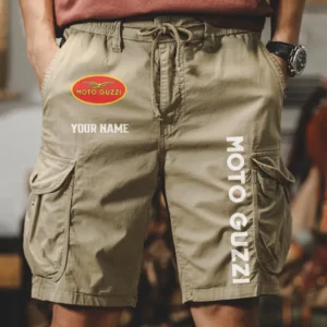 Moto Guzzi Men Pocket Workwear Shorts, Pants For Moto Guzzi Fan CAR454051625021 - Khaki