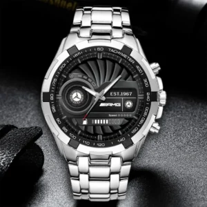 Mercedes AMG Steel Watches, All Over Print Steel Watches Mercedes AMG - White DCAR476292036