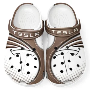 Tesla Crocs Sandals For Men Women, Gift For Tesla Fan CAR181031525734 - Brown