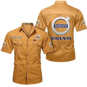 Volvo Short Sleeved Shirt, All Over Print Button Shirt CAR444052625777 - Turmeric