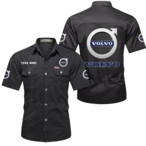 Volvo Short Sleeved Shirt, All Over Print Button Shirt CAR444052625777 - Black