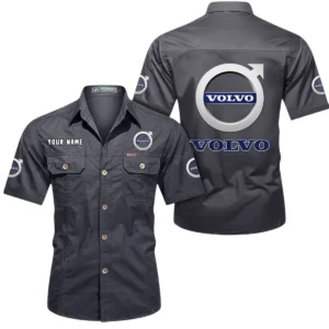 Volvo Short Sleeved Shirt, All Over Print Button Shirt CAR444052625777 - Gray