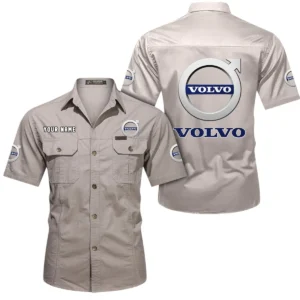Volvo Short Sleeved Shirt, All Over Print Button Shirt CAR444052625777 - Beige