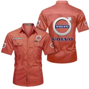 Volvo Short Sleeved Shirt, All Over Print Button Shirt CAR444052625777 - Red
