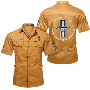 Ford Mustang Short Sleeved Shirt, All Over Print Button Shirt CAR444052625781 - Turmeric