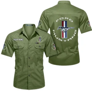 Ford Mustang Short Sleeved Shirt, All Over Print Button Shirt CAR444052625781 - Fruit Green