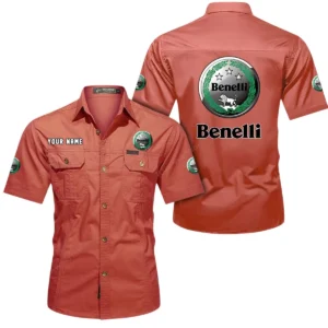 Benelli Motorcycles Short Sleeved Shirt, All Over Print Button Shirt CAR444052625782 - Red