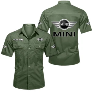 Mini Short Sleeved Shirt, All Over Print Button Shirt CAR444052625783 - Army Green