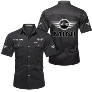 Mini Short Sleeved Shirt, All Over Print Button Shirt CAR444052625783 - Black