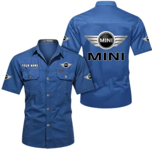 Mini Short Sleeved Shirt, All Over Print Button Shirt CAR444052625783 - Cowboy Blue