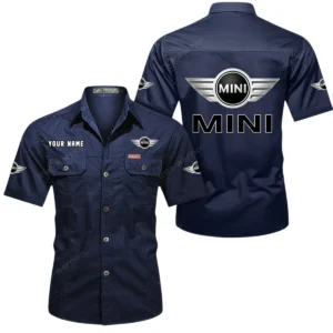 Mini Short Sleeved Shirt, All Over Print Button Shirt CAR444052625783 - Dark Blue