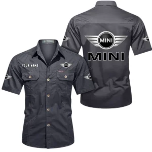 Mini Short Sleeved Shirt, All Over Print Button Shirt CAR444052625783 - Gray