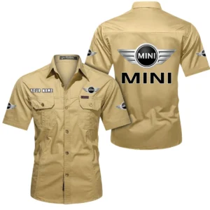Mini Short Sleeved Shirt, All Over Print Button Shirt CAR444052625783 - Khaki