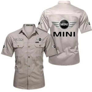 Mini Short Sleeved Shirt, All Over Print Button Shirt CAR444052625783 - Beige