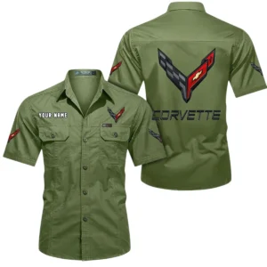 Chevrolet Corvette Short Sleeved Shirt, All Over Print Button Shirt CAR444052625785 - Fruit Green