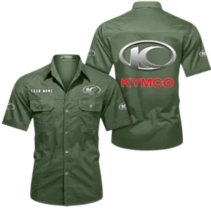 Kymco Motorcycles Short Sleeved Shirt, All Over Print Button Shirt CAR444052625787 - Army Green