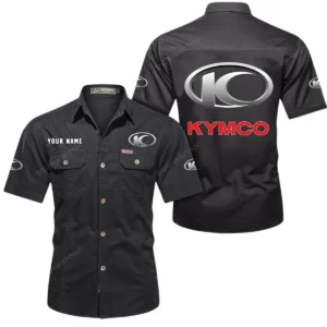 Kymco Motorcycles Short Sleeved Shirt, All Over Print Button Shirt CAR444052625787 - Black