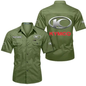 Kymco Motorcycles Short Sleeved Shirt, All Over Print Button Shirt CAR444052625787 - Fruit Green