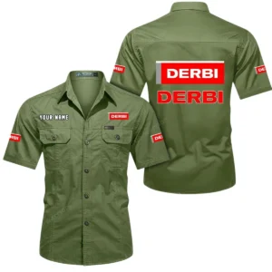 Derbi Motorcycles Short Sleeved Shirt, All Over Print Button Shirt CAR444052625789 - Fruit Green