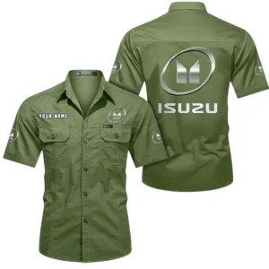 Isuzu Short Sleeved Shirt, All Over Print Button Shirt CAR444052625790 - Fruit Green