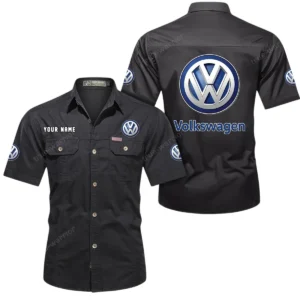 Volkswagen Short Sleeved Shirt, All Over Print Button Shirt CAR444052625792 - Black