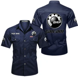 BRP Can am Short Sleeved Shirt, All Over Print Button Shirt CAR444052625793 - Dark Blue