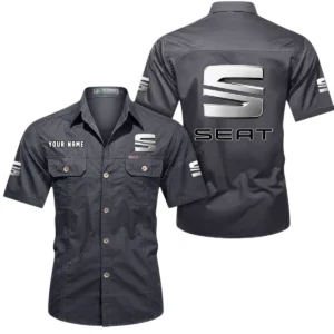 Seat Short Sleeved Shirt, All Over Print Button Shirt CAR444052625794 - Gray