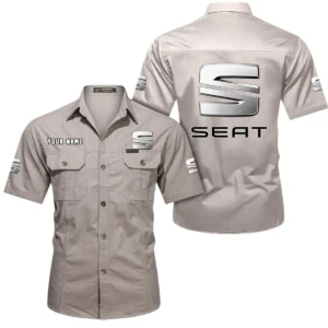 Seat Short Sleeved Shirt, All Over Print Button Shirt CAR444052625794 - Beige