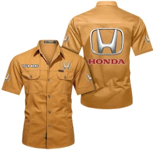 Honda Short Sleeved Shirt, All Over Print Button Shirt CAR444052625795 - Turmeric