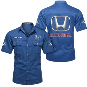 Honda Short Sleeved Shirt, All Over Print Button Shirt CAR444052625795 - Cowboy Blue