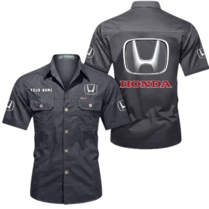 Honda Short Sleeved Shirt, All Over Print Button Shirt CAR444052625795 - Gray