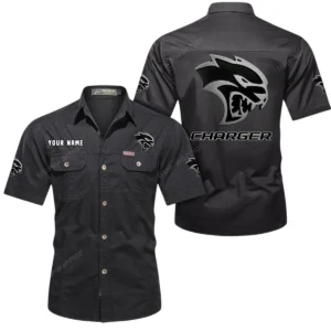 Dodge Charger Short Sleeved Shirt, All Over Print Button Shirt CAR444052625796 - Black
