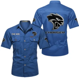 Dodge Charger Short Sleeved Shirt, All Over Print Button Shirt CAR444052625796 - Cowboy Blue
