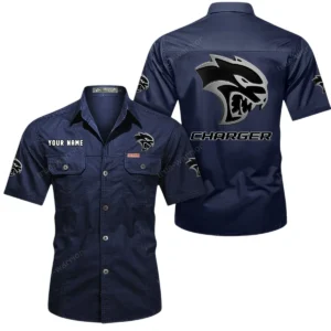 Dodge Charger Short Sleeved Shirt, All Over Print Button Shirt CAR444052625796 - Dark Blue