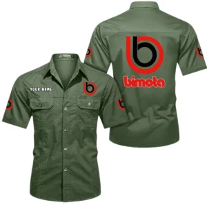 Bimota Motorcycles Short Sleeved Shirt, All Over Print Button Shirt CAR444052625799 - Army Green
