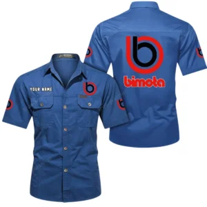 Bimota Motorcycles Short Sleeved Shirt, All Over Print Button Shirt CAR444052625799 - Cowboy Blue