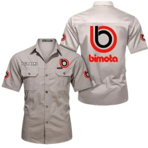 Bimota Motorcycles Short Sleeved Shirt, All Over Print Button Shirt CAR444052625799 - Beige