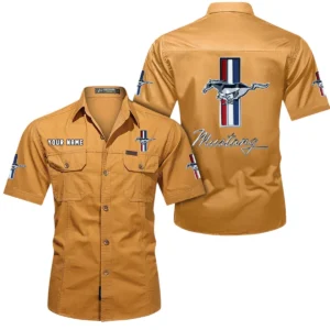 Ford Mustang Short Sleeved Shirt, All Over Print Button Shirt CAR444052625800 - Turmeric