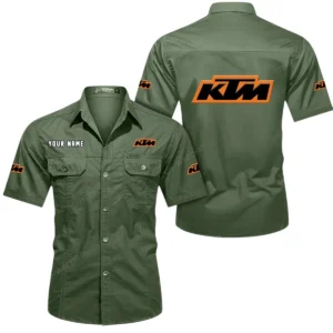KTM Racing Short Sleeved Shirt, All Over Print Button Shirt CAR444052625801 - Army Green