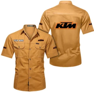 KTM Racing Short Sleeved Shirt, All Over Print Button Shirt CAR444052625801 - Turmeric