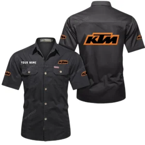 KTM Racing Short Sleeved Shirt, All Over Print Button Shirt CAR444052625801 - Black