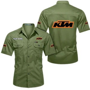 KTM Racing Short Sleeved Shirt, All Over Print Button Shirt CAR444052625801 - Fruit Green